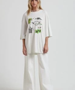 Clothing Afends Unisex Choose Your Weapon - Unisex Hemp Oversized Graphic T-Shirt - Off White