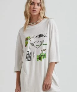 Clothing Afends Unisex Choose Your Weapon - Unisex Hemp Oversized Graphic T-Shirt - Off White
