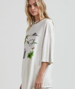 Clothing Afends Unisex Choose Your Weapon - Unisex Hemp Oversized Graphic T-Shirt - Off White