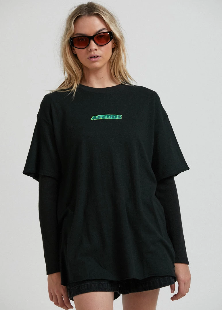 Afends Unisex Remember To Breathe - Unisex Hemp Oversized T-Shirt - Black Clothing 2 Afends Unisex Remember To Breathe - Unisex Hemp Oversized T-Shirt - Black Clothing