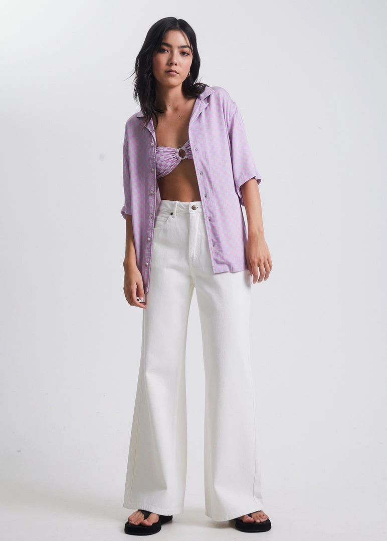 Clothing Afends Womens Carlo - Recycled Check Short Sleeve Shirt - Candy Check 2 Clothing Afends Womens Carlo - Recycled Check Short Sleeve Shirt - Candy Check