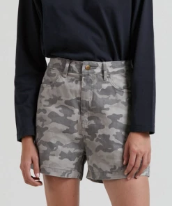 Clothing Afends Womens Cadet Seventy Threes - Organic Denim Shorts - Camo