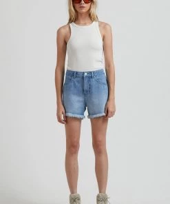 Afends Womens Isabella - Hemp Denim Low Rise Shorts - Worn Blue Clothing 11 Afends Womens Isabella - Hemp Denim Low Rise Shorts - Worn Blue Clothing