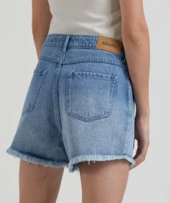 Afends Womens Isabella - Hemp Denim Low Rise Shorts - Worn Blue Clothing 10 Afends Womens Isabella - Hemp Denim Low Rise Shorts - Worn Blue Clothing