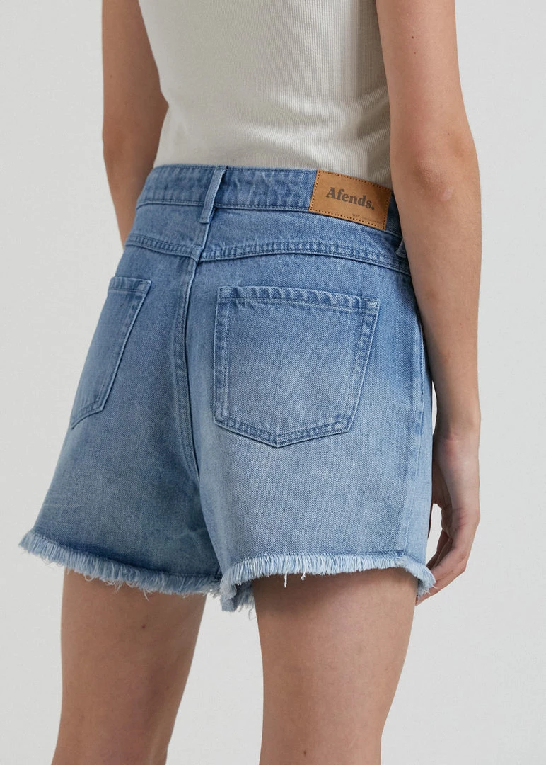 Afends Womens Isabella - Hemp Denim Low Rise Shorts - Worn Blue Clothing 5 Afends Womens Isabella - Hemp Denim Low Rise Shorts - Worn Blue Clothing