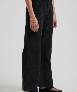 Clothing Afends Womens Kendall - Hemp Check Corduroy Low Rise Pants - Black