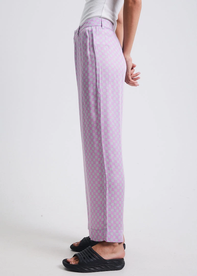 Clothing Afends Womens Carlo - Recycled Check Low Rise Suit Pants - Candy Check 3 Clothing Afends Womens Carlo - Recycled Check Low Rise Suit Pants - Candy Check