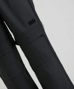 Clothing Afends Womens Kendall - Organic Canvas Panelled Low Rise Pants - Charcoal