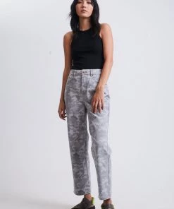 Afends Womens Cadet Shelby - Organic Denim Wide Leg Jeans - Camo