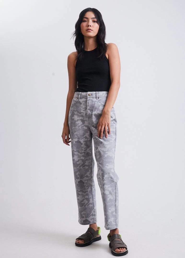 Afends Womens Cadet Shelby - Organic Denim Wide Leg Jeans - Camo 1 Afends Womens Cadet Shelby - Organic Denim Wide Leg Jeans - Camo