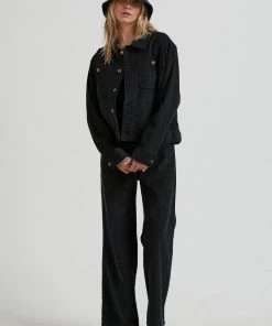 Afends Womens Arlo - Hemp Check Corduroy Jacket - Black