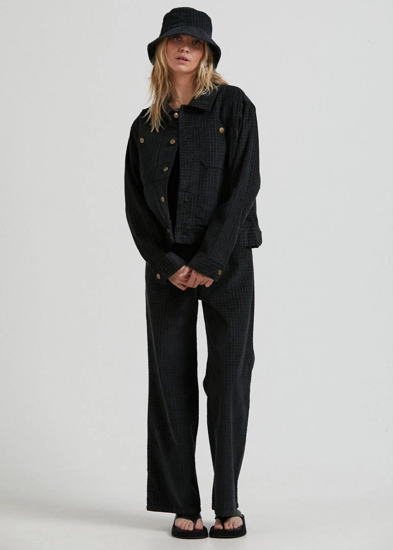 Afends Womens Arlo - Hemp Check Corduroy Jacket - Black 2 Afends Womens Arlo - Hemp Check Corduroy Jacket - Black