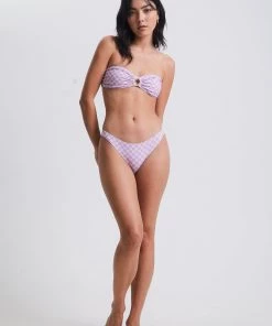 Afends Womens Carlo - Recycled Check Bikini Bottom - Candy Clothing