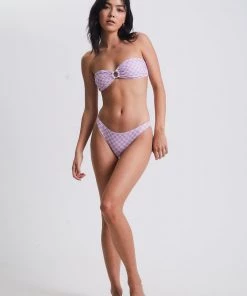 Afends Womens Carlo - Recycled Check Bandeau Bikini Top - Candy Clothing