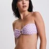 Afends Womens Carlo - Recycled Check Bandeau Bikini Top - Candy Clothing