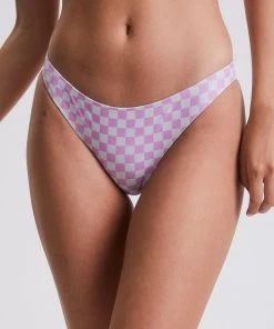 Afends Womens Carlo - Recycled Check Bikini Bottom - Candy Clothing