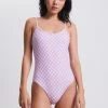 Afends Womens Carlo - Recycled Check One Piece - Candy Clothing