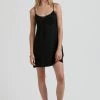 Afends Womens Leni - Recycled Babydoll Mini Dress - Black