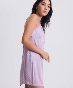 Clothing Afends Womens Carlo - Recycled Check Babydoll Mini Dress - Candy Check