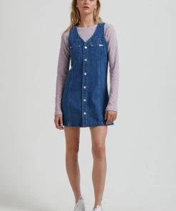 Afends Womens Kaia - Hemp Denim Dress - Authentic Blue