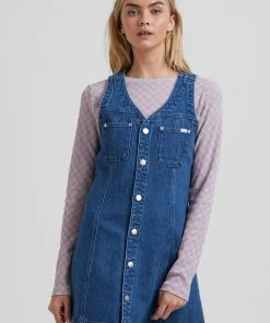 Afends Womens Kaia - Hemp Denim Dress - Authentic Blue