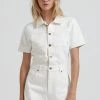 Clothing Afends Womens Junie - Organic Denim Playsuit - Off White