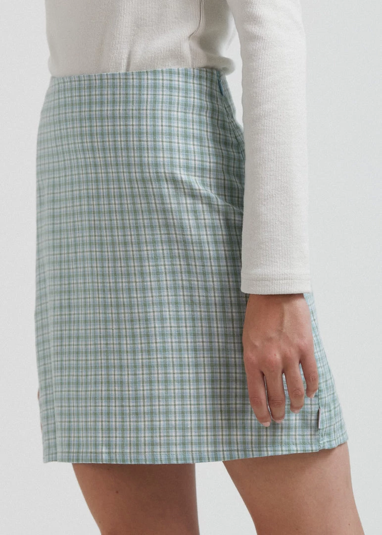 Clothing Afends Womens Billy - Hemp Check Mini Skirt - Moss Check 3 Clothing Afends Womens Billy - Hemp Check Mini Skirt - Moss Check