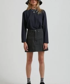 Afends Womens Gracie - Organic Canvas Mini Skirt - Charcoal