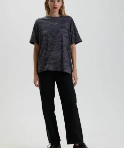 Afends Womens New Energy - Recycled Washed Oversized T-Shirt - Black Clothing