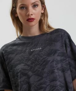 Afends Womens New Energy - Recycled Washed Oversized T-Shirt - Black Clothing