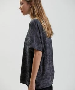 Afends Womens New Energy - Recycled Washed Oversized T-Shirt - Black Clothing