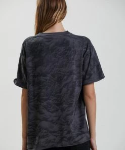 Afends Womens New Energy - Recycled Washed Oversized T-Shirt - Black Clothing