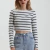 Afends Womens Moby - Hemp Striped Long Sleeve Top - Shadow Clothing