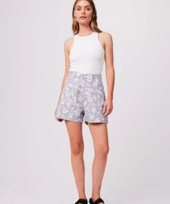 Afends Womens Tribal Seventy Threes - Organic High Waisted Shorts - Silver