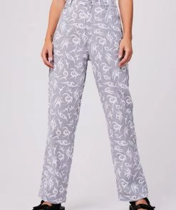 Clothing Afends Womens Tribal Shelby Long - Organic Wide Leg Pants - Silver