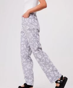 Clothing Afends Womens Tribal Shelby Long - Organic Wide Leg Pants - Silver