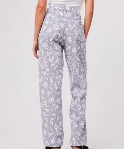 Clothing Afends Womens Tribal Shelby Long - Organic Wide Leg Pants - Silver