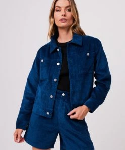 Clothing Afends Womens Anderson - Hemp Corduroy Jacket - Cobalt