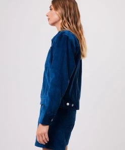 Clothing Afends Womens Anderson - Hemp Corduroy Jacket - Cobalt