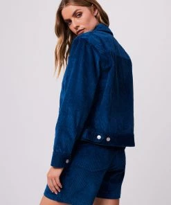 Clothing Afends Womens Anderson - Hemp Corduroy Jacket - Cobalt