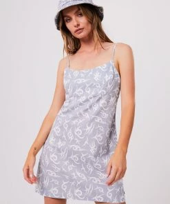 Afends Womens Tribal - Organic Mini Dress - Silver Clothing