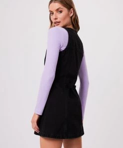 Afends Womens Kaia - Organic Denim Mini Dress - Washed Black