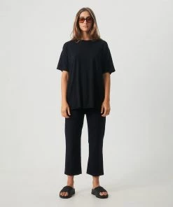 Afends Womens Slay - Hemp Oversized T-Shirt - Black NEW ARRIVALS