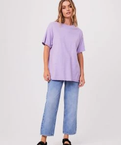 EVERYDAY ESSENTIALS Afends Womens Slay - Hemp Oversized T-Shirt - Orchid