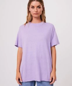 EVERYDAY ESSENTIALS Afends Womens Slay - Hemp Oversized T-Shirt - Orchid