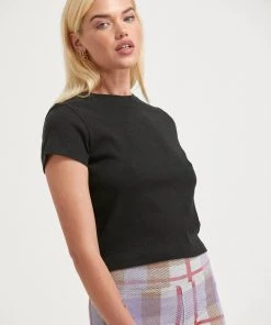 Afends Womens Faith - Hemp Ribbed T-Shirt - Black RIBBED STAPLES