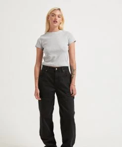 RIBBED STAPLES Afends Womens Faith - Hemp Ribbed T-Shirt - Shadow Grey Marle