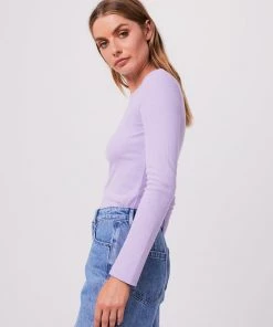 RIBBED STAPLES Afends Womens Harvey - Hemp Ribbed Long Sleeve Top - Orchid