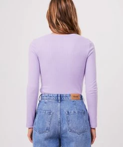 RIBBED STAPLES Afends Womens Harvey - Hemp Ribbed Long Sleeve Top - Orchid