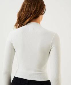 Afends Womens Iconic - Hemp Ribbed Long Sleeve Top - Off White